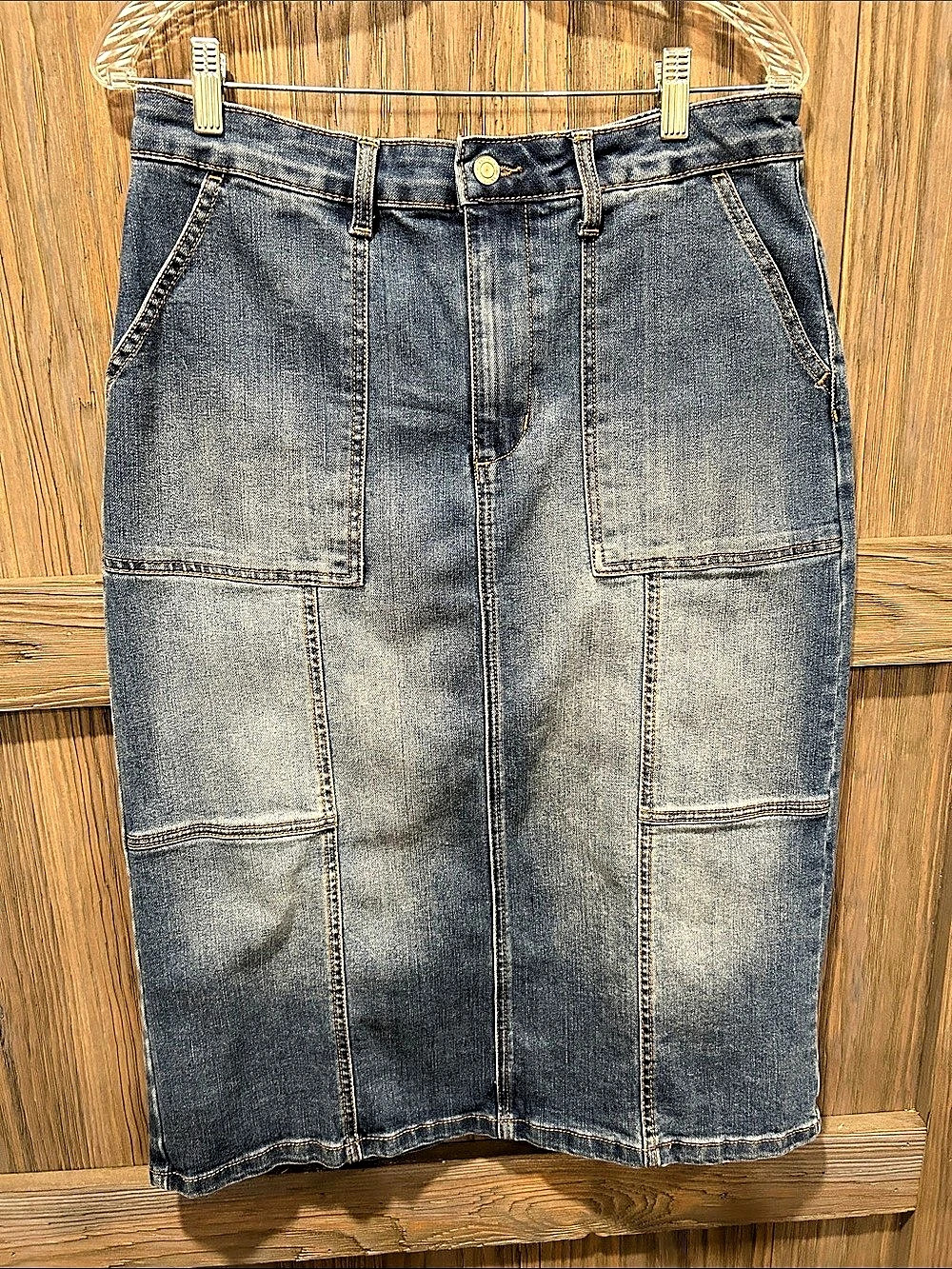 Time and Tru Denim Midi Skirt in Blue Like New